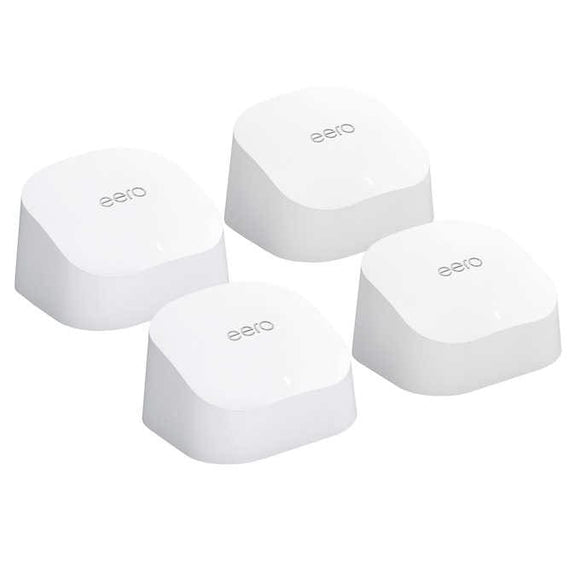 eero 6 Mesh Wi-Fi System, 4-pack Covers Up to 6,000 Sq. Ft.