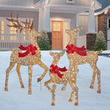 Christmas Lighted LED Deer Family, 3 Majestic Deer Steady on or Twinkling