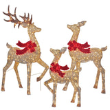 Christmas Lighted LED Deer Family, 3 Majestic Deer Steady on or Twinkling