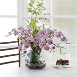Faux Phalaenopsis Orchid Arrangement with Glass Vase, 42” L x 10” W x 20” H
