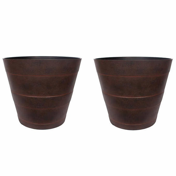 AMES Rustic Style Mason Resin Planter, 2-pack