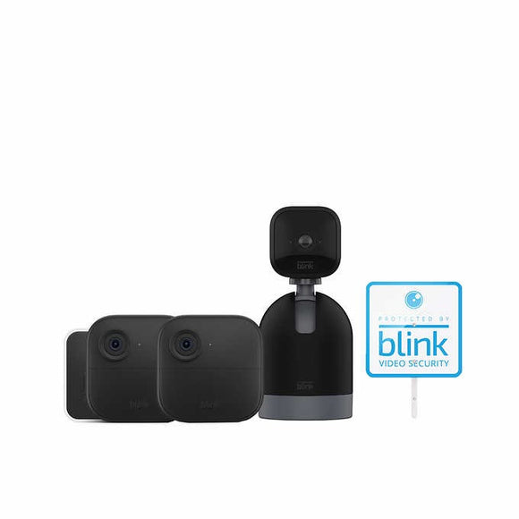 Blink 3 Camera Security System, 2 Outdoor and 1 Mini Pan-Tilt Cameras