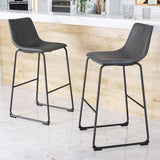 Zuo Modern Kai Chairback Barstool, Vintage Brown Smart Counter Chair 2-Pack