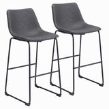 Zuo Modern Kai Chairback Barstool, Vintage Brown Smart Counter Chair 2-Pack