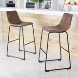 Zuo Modern Kai Chairback Barstool, Vintage Brown Smart Counter Chair 2-Pack