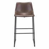 Zuo Modern Kai Chairback Barstool, Vintage Brown Smart Counter Chair 2-Pack