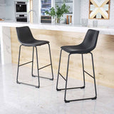 Zuo Modern Kai Chairback Barstool, Vintage Brown Smart Counter Chair 2-Pack