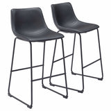 Zuo Modern Kai Chairback Barstool, Vintage Brown Smart Counter Chair 2-Pack