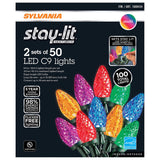 Sylvania Multi Color C9 Faceted Stay-lit 50 LED Lights, 4-pack