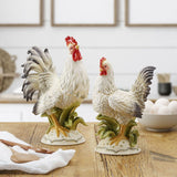 Fitz and Floyd Lantana Rooster and Hen Ceramic Figurines, 2 pieces