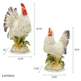 Fitz and Floyd Lantana Rooster and Hen Ceramic Figurines, 2 pieces