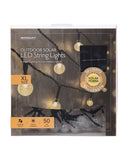 Merkury Outdoor Solar LED String Lights, 50 Mini Bulbs 45’ L