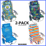 2-Pack Tommy Bahama Beach Chair, Lay Flat, Reclining, Adjustable, Storage