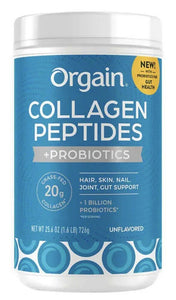 Orgain Collagen Peptides + Probiotics, Unflavored, 1.6 lbs