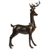 Set Of 2 Outdoor Brown Deer With Bells, Christmas decorations Indoor/Outdoor