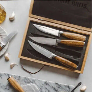 Schmidt Brothers Cutlery Zebra Wood Jumbo Steak Knife Set with Wood Gift Box