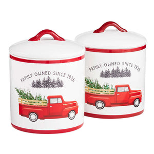 Winter Wishes Ceramic Cookie Jars, 2-Count Total 12 oz. Chocolate Cookies Gift Wrapped