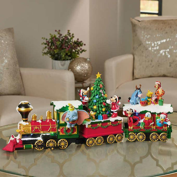 Disney Christmas 3-Piece Train Mickey & Friends Decor, 6.1” W x 26.3” L x 10.8” H
