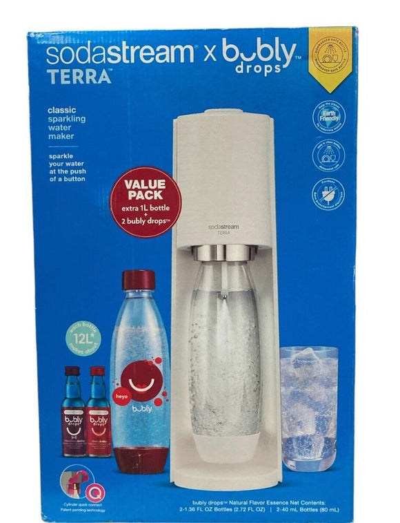 SodaStream X Bubly Terra Sparkling Water Maker Kit, CQC Bundle