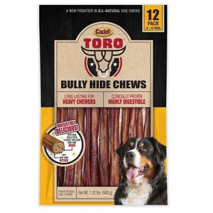 Cadet Toro Bully Hide Sticks All-Natural Dog Chews, 9"-12" (Pack of 12)