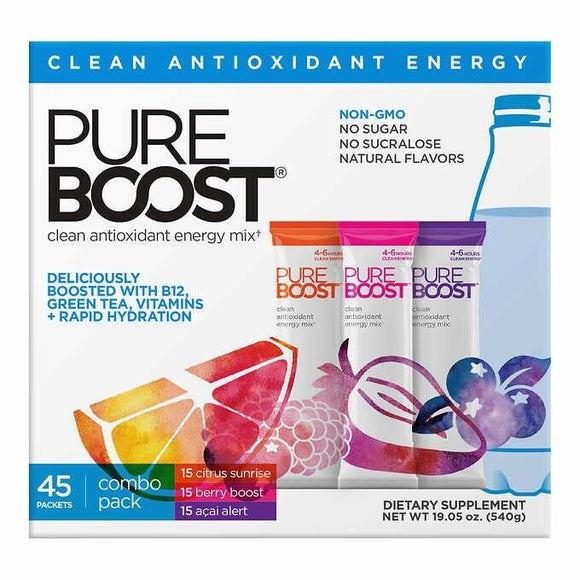 Pureboost Energy Workout Gym Drink Mix, Variety Pack, 45 Packets