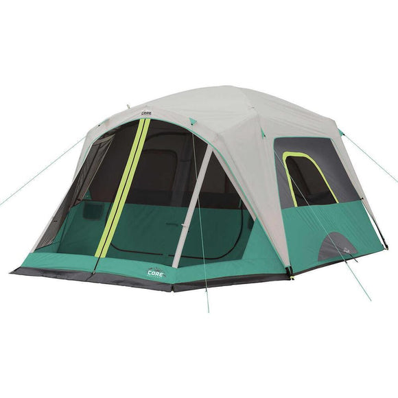 CORE 6-person Cabin Tent with Screenhouse,  Fits 2 Queen Air Mattresses