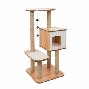 Catit Vesper High Base Cat Tree, Cube Cave with 2 Platforms 22.05 x 22.05 x 47.83 in
