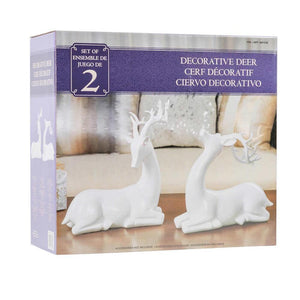 White Holiday Deer Figurine, Set Of 2