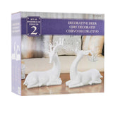 White Holiday Deer Figurine, Set Of 2