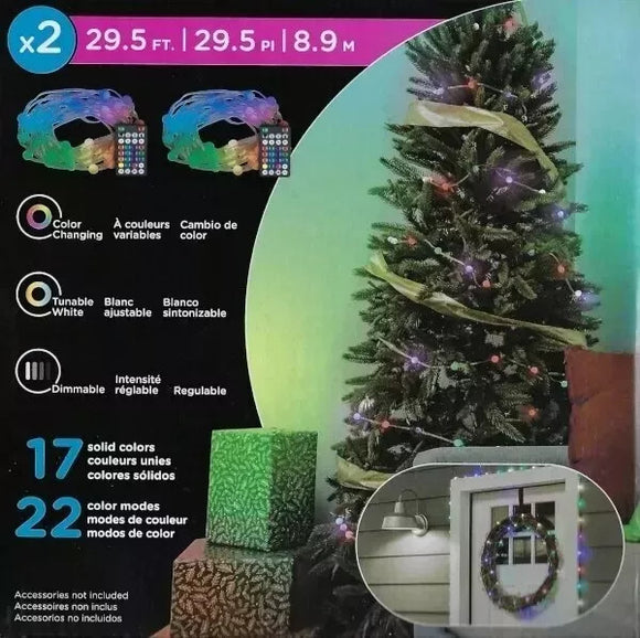 Enbrighten LED Color Changing Bubble Lights, 2x29.5ft 180 Bulbs Christmas Lights