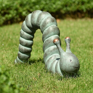 Verdigris Big Caterpillar Garden Statue, 16.5 in L x 5.3 in W x 11 in H