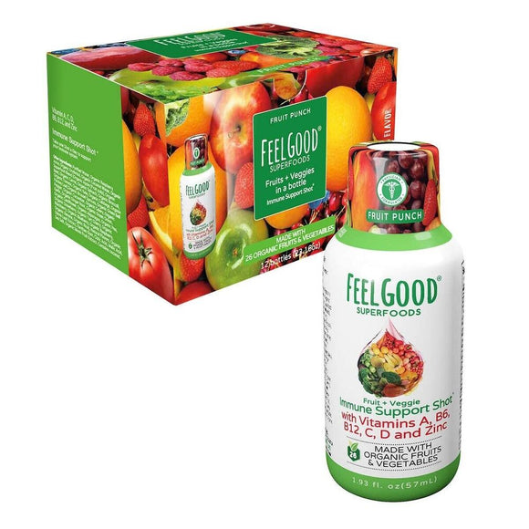 Feel Good Organic Superfoods Immune Support Shot, 12 Shots Fruit Punch