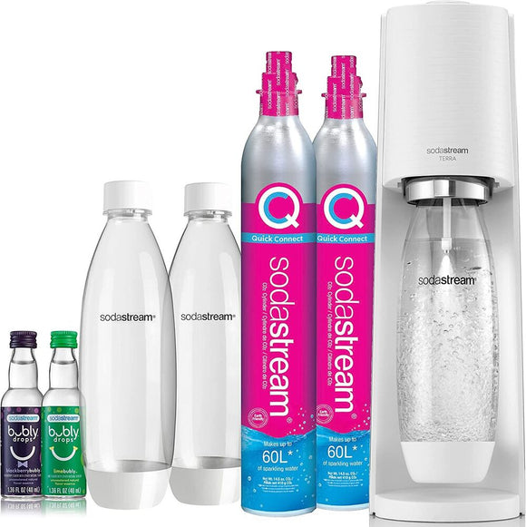 SodaStream Terra Sparkling Water Maker Bundle，with 2 CO2 DWS Bottles Bubly Drops Flavors