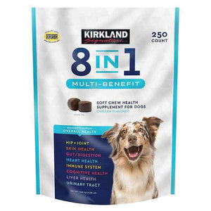 Kirkland Signature 8-In-1 Multi-Benefit Soft Chews Health Supplement For Dogs, 250-count