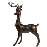 Set Of 2 Outdoor Brown Deer With Bells, Christmas decorations Indoor/Outdoor