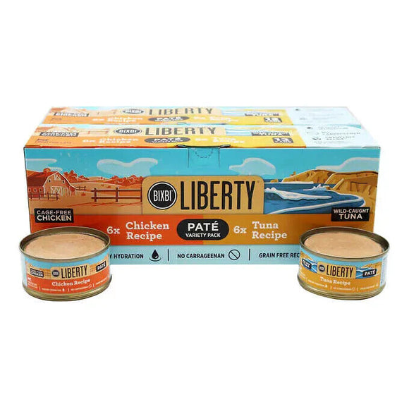 BIXBI Liberty Cat Food Variety Pack, 2.75 oz, 24-count,  Pate or Shreds