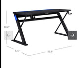 DPS Radius 60” Gaming Desk with Carbon-Fiber Pattern, 32.7 in. x 59.6 in. x 30.2 in.