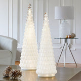 Set of 2 LED Glass Holiday Trees with Timer, 26.7” H Christmas Table Decoration