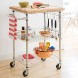 TRINITY EcoStorage Bamboo Top Kitchen Cart, 24"W x 19.75"D x 36.5"H