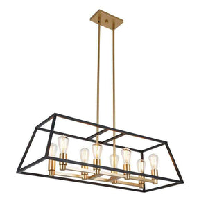 Artika Carter 8-Light Long Pendant Light, Rectangular Chandelier