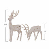 Holiday Rustic Deer, Set of 2 Rustic Hand-Painted Deer Figurine Decor