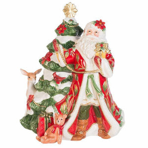 Fitz & Floyd Cardinal Christmas 3 Quart Ceramic Cookie Jar, 12" Christmas Tree