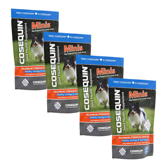 Cosequin Minis Maximum Strength With MSM Joint Health Supplement for Dogs, 4-Pack/ 45ct Soft Chews