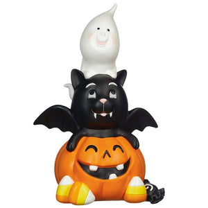 24” Tall Halloween Greeting Trio Set, Ghost, Bat, and Pumpkin Welcome All