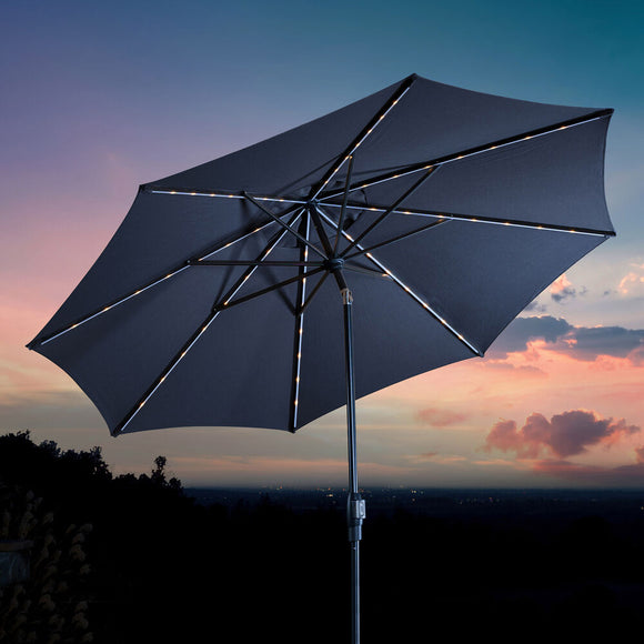Sunvilla 10’ LED Solar Market Umbrella with Rechargeable & Removable Li-Ion Battery Pack