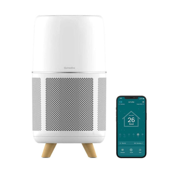 Homedics Smart Air Purifier, 4-in-1 True HEPA Filtration UV-C Technology Tower
