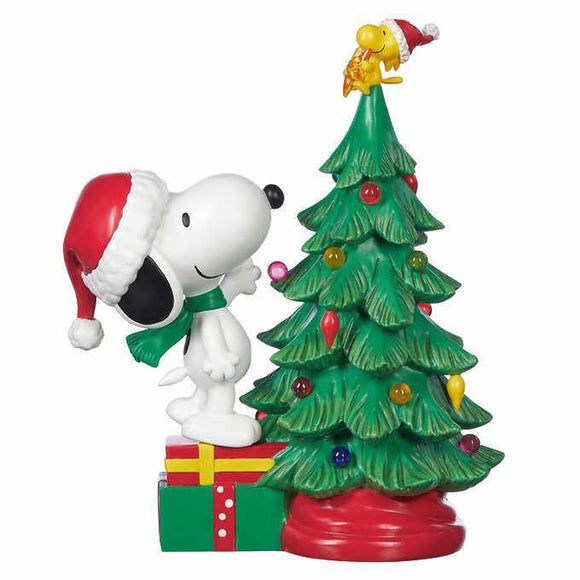 Peanuts Snoopy & Woodstock Christmas Tree with 16 LED String Lights
