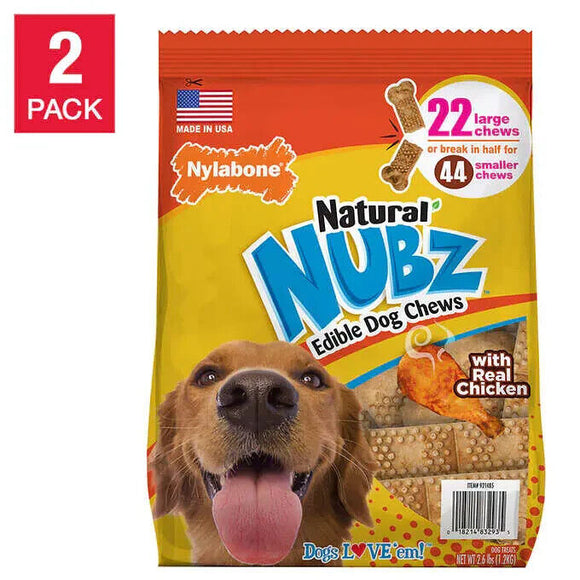Nylabone NUBZ Dog Chews, 22-count 2-pack 44 Total Chews