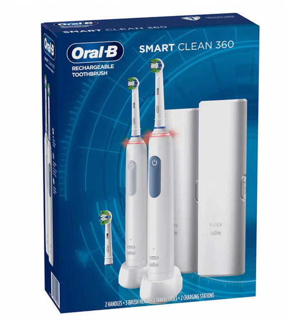 2-PACK Oral-B Smart Clean 360 Rechargeable Toothbrushes Braun, FREE SHIPPING!!!!