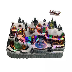 LED Christmas Villages with Movement and Music, 24.5"L x 15"W x 15.55"H